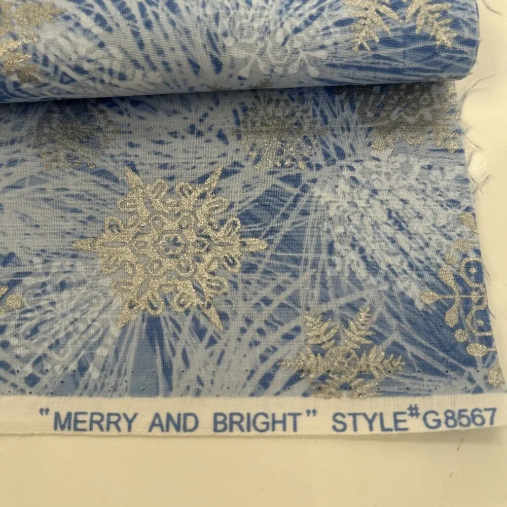 Cotton Quilting Fabric Bundle Blue Yellow Hanukkah Menorah Coordinating Lot of 6
